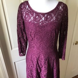 White House Black Market Burgundy Lace Dress